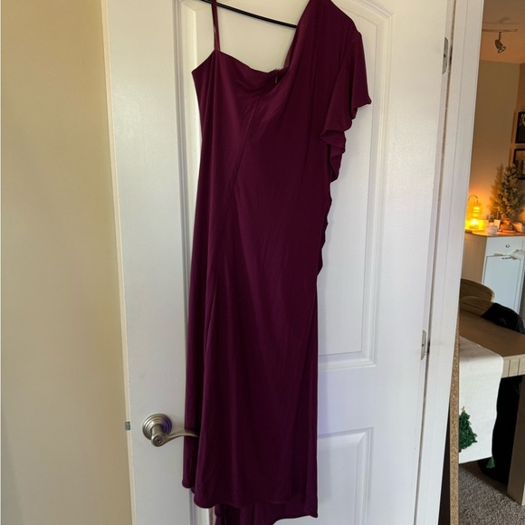 Mac Duggal Red One Shoulder Midi Length Jersey Dress Size 16 NWT - Picture 6 of 6